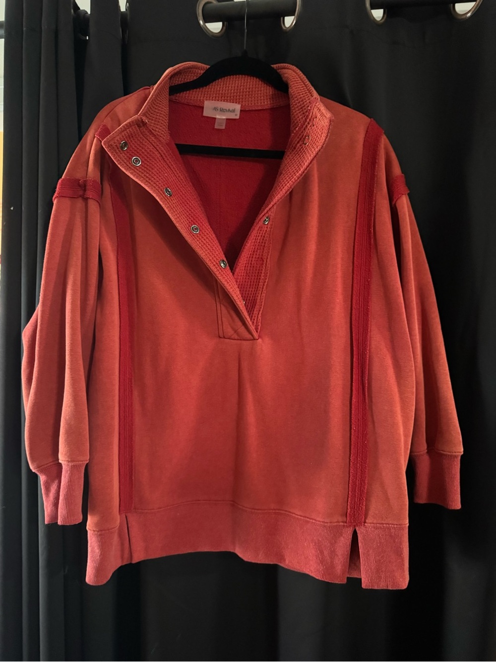 Altar'd State Red Snap-Neck Pullover Sweatshirt
